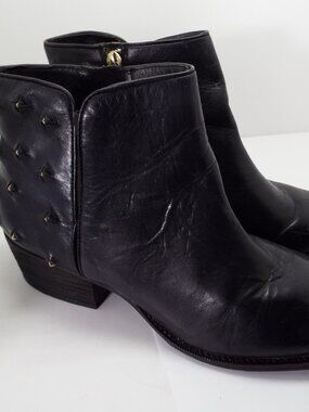 Elliot Lucca Black Leather Women's Studded Boots Size 8.5